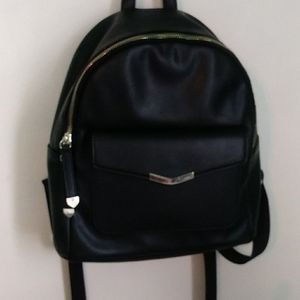 Black Faux Leather Backpack